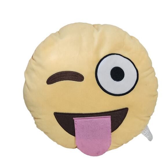 Sticking Out Tongue and
Winking Crazy Face Emoji Pillow  
13" Soft Plush Decor - Picture 1 of 3